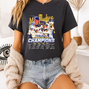 Milwaukee Brewers 2026 Nl Central Champions Four Peat All Team Signature T-Shirt