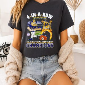 Milwaukee Brewers 2026 Nl Central Division Champions 4 In A Row Mascot T-Shirt