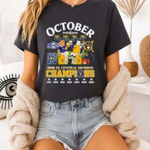 Milwaukee Brewers 2026 Nl Central Division Champions Four In A Row 7 Time Mascot T-Shirt