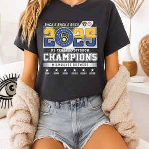 Milwaukee Brewers Back 2 Back 2 Back 2025 Nl Central Division Champions T-Shirt