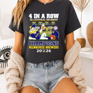 Milwaukee Brewers Four In A Row 2026 Nl Central Division Champions Mascot T-Shirt