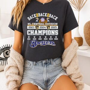 Milwaukee Brewers Nl Central Division Champions 2026 Back 2 Back 2 Back T-Shirt