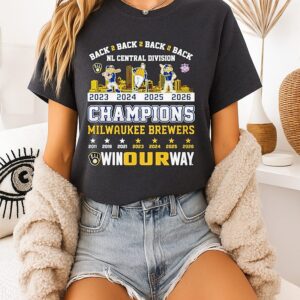 Milwaukee Brewers Nl Central Division Champions 2026 Win Our Way Skyline T-Shirt