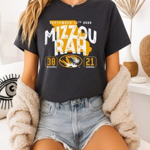 Missouri Tigers Vs. Kansas Jayhawks Mizzou Rah 38-21 Score T-Shirt
