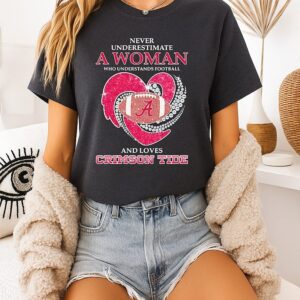 Never Underestimate A Woman Who Understands Football And Loves Alabama Crimson Tide T-Shirt