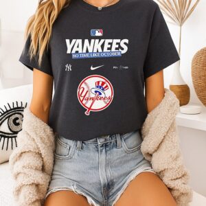 New York Yankees Postseason Clinched No Time Like October Logo T-Shirt