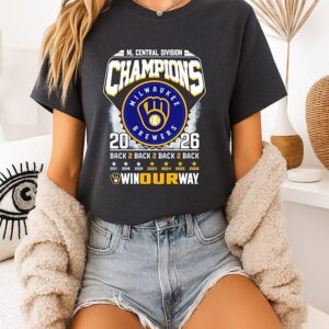 Nl Central Division Champions 2026 Milwaukee Brewers Back 2 Back 2 Back 2 Back T-Shirt