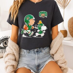 Ohio Bobcats X Charlie Brown Woodstock And Snoopy Football Running T-Shirt