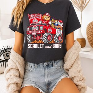 Ohio State Buckeyes Scarlet And Gray Michigan Penn State Alabama Tied Up Mascot T-Shirt