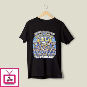 Parramatta Eels 79 Years Anniversary 1947-2026 Blue And Gold Go Parra Go T-Shirt
