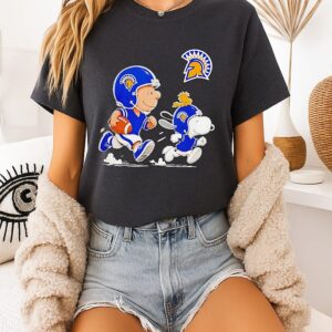 San José State Spartans X Charlie Brown Woodstock And Snoopy Football Running NCAA T-Shirt