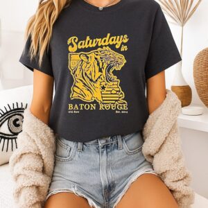 Saturdays In Baton Rouge Old Row Est 2014 Tiger Mascot T-Shirt