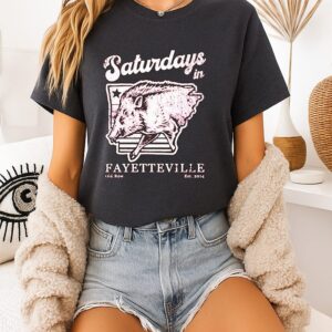 Saturdays In Fayetteville Old Row Est 2014 Razorback Mascot T-Shirt