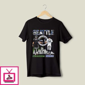 Seattle Seahawks And Seattle Mariners Skyline Graphic T-Shirt