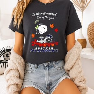 Seattle Seahawks X Snoopy It’s The Most Wonderful Time Of The Year T-Shirt