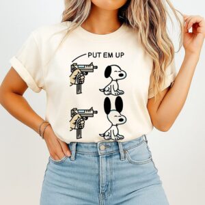 Snoopy Put Em Up Peanuts Cartoon Dog T-Shirt