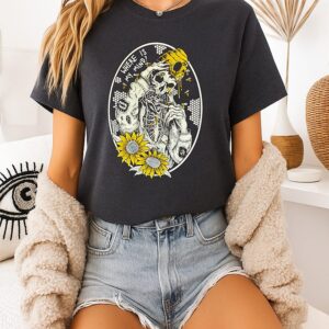 Where Is My Mind Skeleton Beehive Sunflower T-Shirt