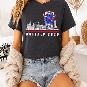 Buffalo Bills 2026 Players Name Skyline Graphic T-Shirt