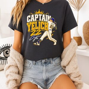 Captain Yelich Milwaukee Brewers No 22 Batting Swing Signature T-Shirt