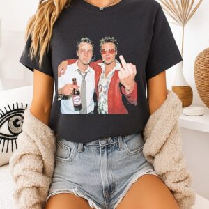Fight Club 1999 Brad Pitt And Edward Norton Smoking Middle Finger T-Shirt