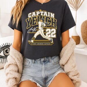 First Brewers Captain Christian Yelich 22 Milwaukee Brewers Nlcs 2026 Signature T-Shirt