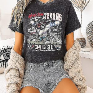 Houston Texans 34 31 Win Over Jacksonville Jaguars Game Day 2026 Mascot T-Shirt