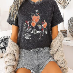 Kyle Busch Nascar Richard Childress Racing Middle Finger Smoking And Beer Signature T-Shirt
