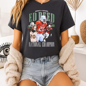 Miami Hurricanes Ed Reed 2001 National Champion Rap Signature T-Shirt