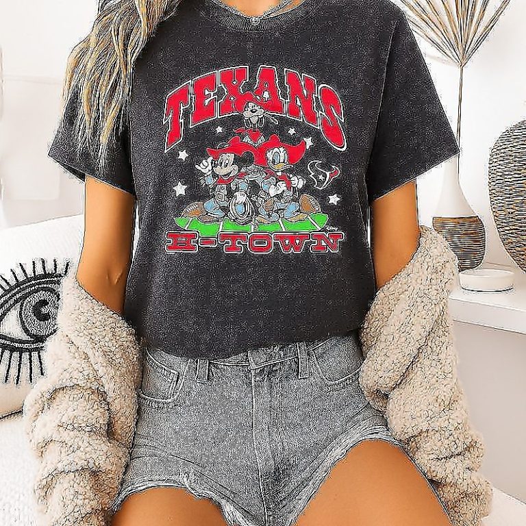 Mickey Mouse X Houston Texans H-Town Disney Cartoon T-Shirt