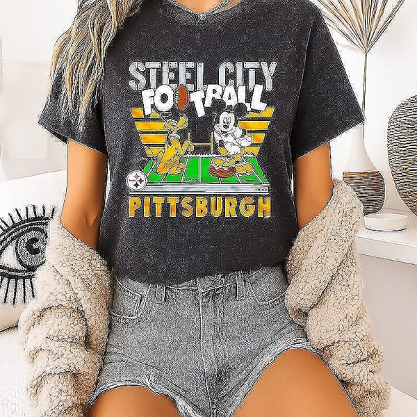Mickey Mouse X Pittsburgh Steelers Steel City Football Disney Cartoon T ...
