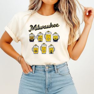 Milwaukee Beer 2026 Mugs Baseball Players Cartoon T-Shirt