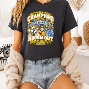 Milwaukee Brewers 2026 National League Champions Broom Out Brew-Lieve It Win Your Way T-Shirt