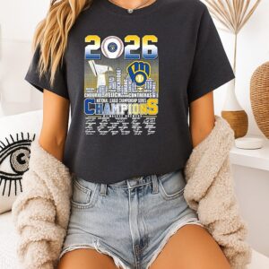 Milwaukee Brewers 2026 Nlcs Champions Players Name City Skyline Signatures T-Shirt