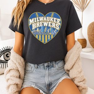 Milwaukee Brewers City Skyline Heart 2026 World Series T-Shirt