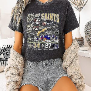 New Orleans Saints 34 27 Win Over New York Giants Game Day 2026 Mascot T-Shirt