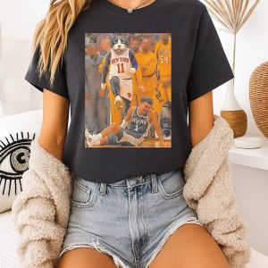 New York Knicks Cat Brunson Kicking Wemby T-Shirt