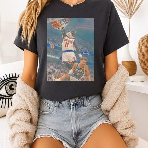 New York Knicks Cat Brunson Slam Dunking Over Wemby T-Shirt