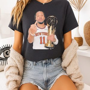New York Knicks Jalen Brunson Holding 2026 NBA Trophy Middle Finger T-Shirt