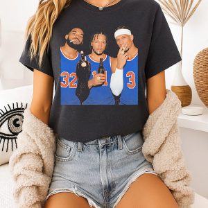 New York Knicks Karl-Anthony Towns Jalen Brunson And Josh Hart Smoking Middle Finger T-Shirt
