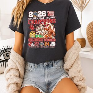 Oklahoma Sooners Vs Texas Longhorn Golden Hat Trophy Champions 2026 Score 27-24 Mascot T-Shirt