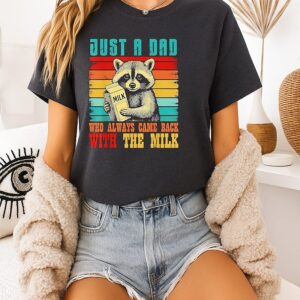 Retro Raccoon Just A Dad Who Always Came Back With The Milk T-Shirt