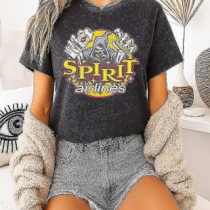 Spirit Airlines Grim Reaper With Natural Light Beer And Brass Knuckles T-Shirt