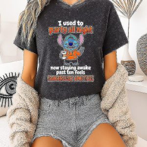 Stitch I Used To Party All Night Dangerously Ambitious Quote T-Shirt