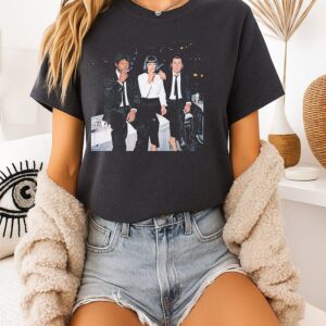 Vincent Vega Mia Wallace And Jules Winnfield Pulp Fiction Concrete Ledge T-Shirt