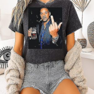 Will Smith Middle Finger Smoking And Beer T-Shirt